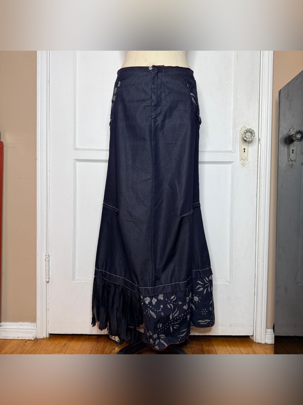Marithe Francois Girbaud denim maxi skirt